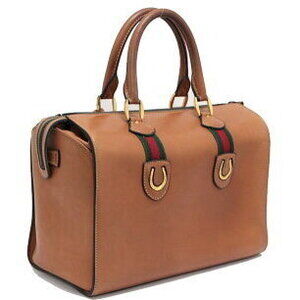 Gucci brown signature bag stripe leather Web Boston